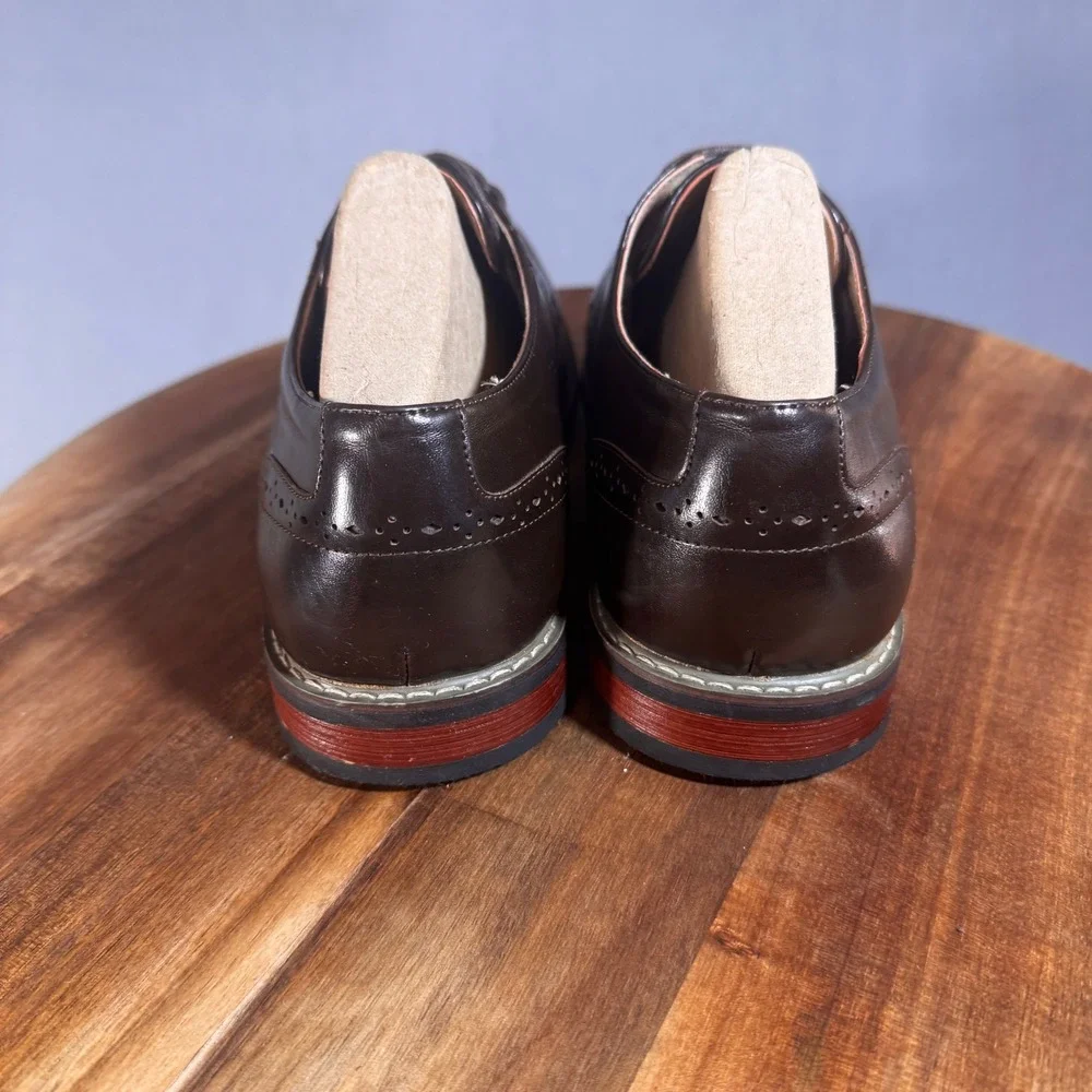 Bruno Marc Prince-16 Mens Dark Brown Derby Dress Shoes Size 10 Brogue Detail